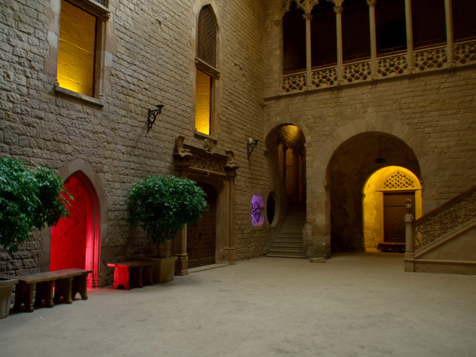 Gothic stone courtyard of the Picasso Museum in Barcelona's Born district