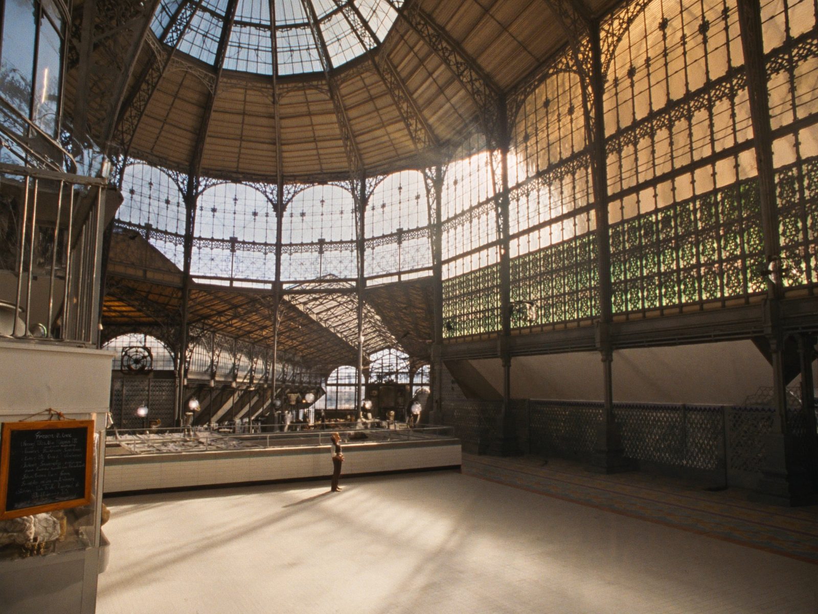 Ornate domed ceiling of the Modernist Central Market building in Valencia